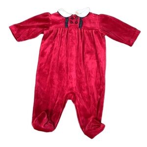 Ralph Lauren red velvet one piece outfit Size 6 Months New with tag